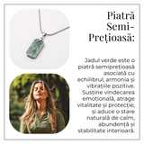 Colier cu Jad Verde Indonezian si Lant Titanium - Echilibru, Eleganta si Energie Pozitiva