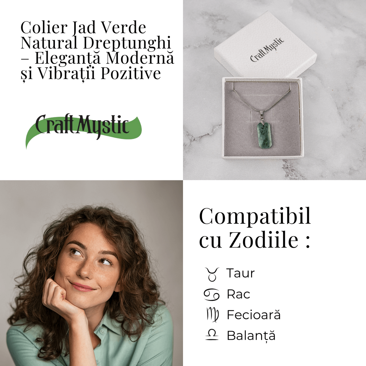 Colier cu Jad Verde Indonezian si Lant Titanium - Echilibru, Eleganta si Energie Pozitiva