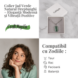 Colier cu Jad Verde Indonezian si Lant Titanium - Echilibru, Eleganta si Energie Pozitiva