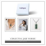Colier cu Jad Verde Indonezian si Lant Titanium - Echilibru, Eleganta si Energie Pozitiva