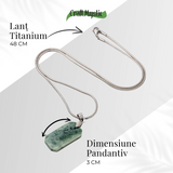 Colier cu Jad Verde Indonezian si Lant Titanium - Echilibru, Eleganta si Energie Pozitiva