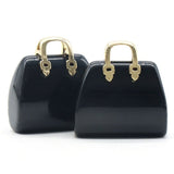 Pandantive 2.5 cm din piatra naturala Obsidian, in forma de geanta - Accesorii din piatra pentru realizarea de bijuterii, cercei, colier