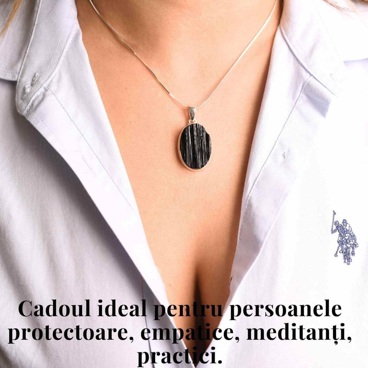 Colier din argint 925 cu turmalina neagra bruta - Protectie si echilibru