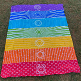Covor de Yoga si Meditatie 180x130 cm cu Design Bohemian Mandala pentru 7 Chakre - Panza de Perete sau Decor de Interior/Exterior