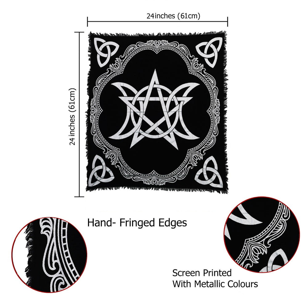 Panza sacra pentru altar magic - Design unic Pentagram Argintiu - Vrajitorie Tarot Wiccani Spiritualitate