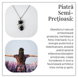 Protectie si Echilibru - Colier Pisica din Otel Inoxidabil cu Obsidian
