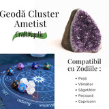 Geoda de ametist natural, taiata manual - Protectie si echilibru H= 10-11 cm L= 6-8 cm 500-600 gr