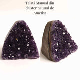 Geoda de ametist natural, taiata manual - Protectie si echilibru H= 10-11 cm L= 6-8 cm 500-600 gr