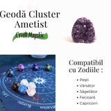 Geoda de ametist natural, taiata manual - Protectie si echilibru H= 10-11 cm L= 6-8 cm 500-600 gr