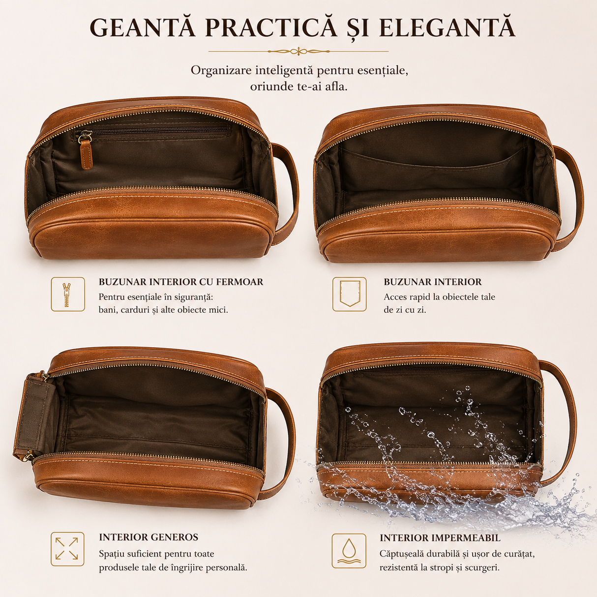 Geanta Barbateasca din Piele Naturala Dreptunghiulara – Organizare Premium si Eleganta Zilnica