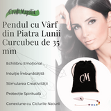 Pendul Piatra Lunii Curcubeu cu 7 Margele Chakre - Echilibru si Claritate