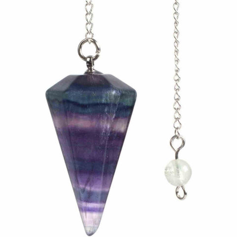 Dowsing Pendulum Purple Fluorite with Velvet Satin Pouch - For Meditation, Divination