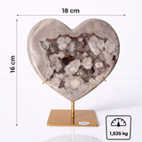 Inima din Agat Pink Ametist cu Geoda naturala – piesa unicat sculptata manual Brazilia 1.535 kg