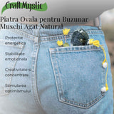 Piatra de Buzunar din Agat Muschi Natural 50-55 mm - Promoveaza Echilibrul si Vindecarea Emotionala