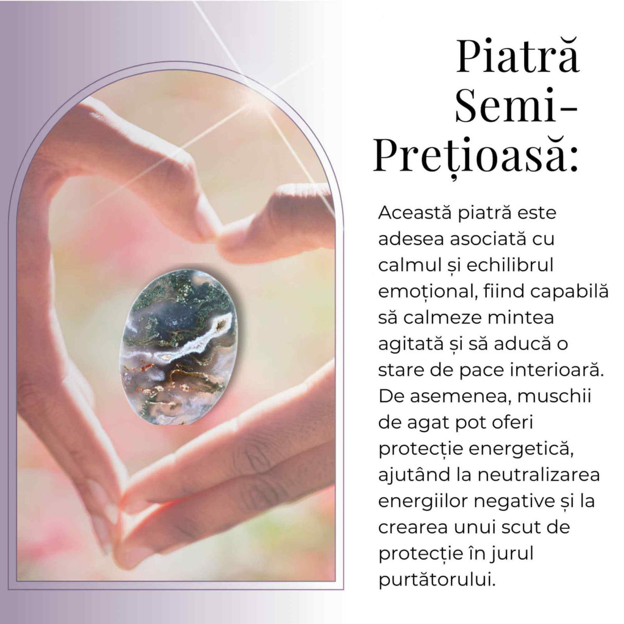 Piatra de Buzunar din Agat Muschi Druzy Natural 50-55 mm - Promoveaza Vindecarea și Echilibrul