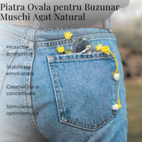Piatra de Buzunar din Agat Muschi Druzy Natural 50-55 mm - Promoveaza Vindecarea și Echilibrul