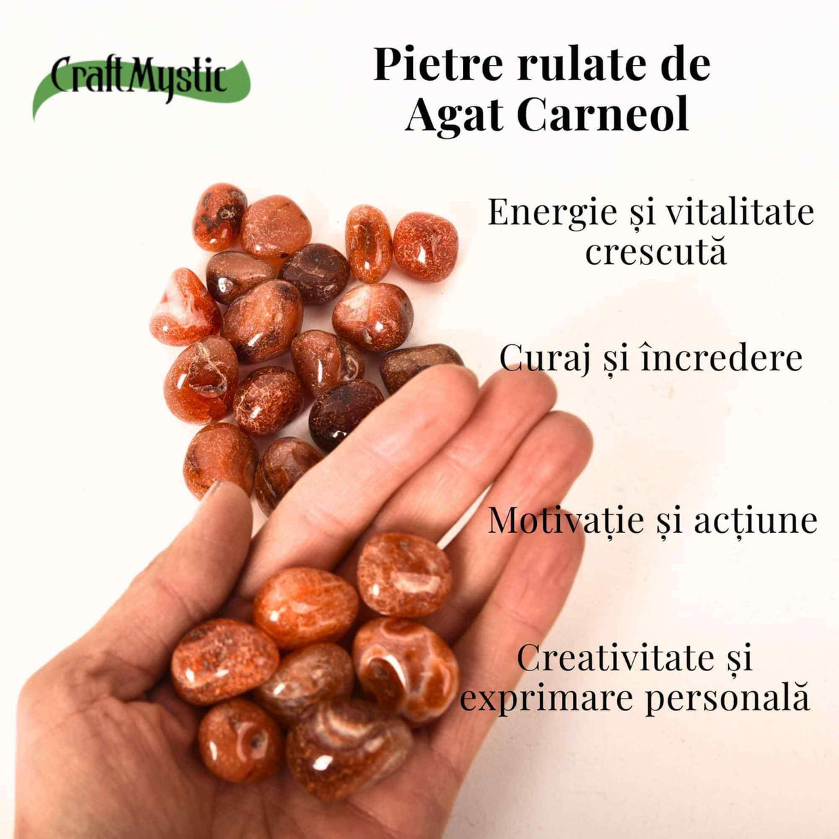 Piatra rulata de Agat Carneol - Aduce energie blanda si curaj interior