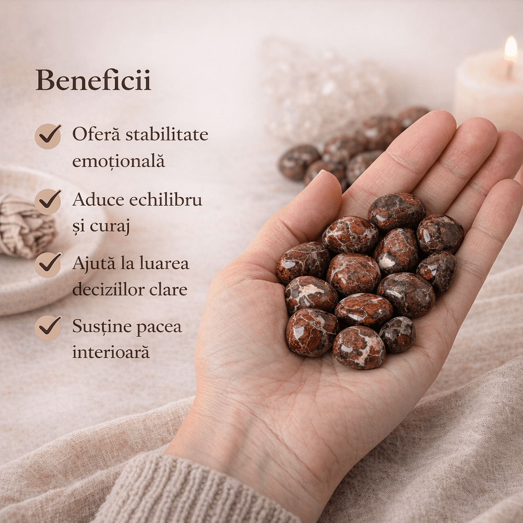 Piatra rulata Jasp breciat Indonezia - piatra care uneste forta pamantului cu echilibrul interior