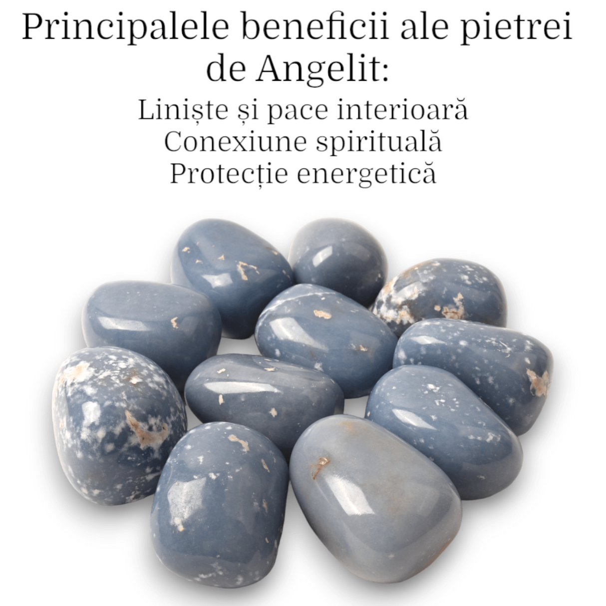 Piatra rulata din Angelit natural - Conexiune Spirituala si Liniste 3-4 cm