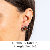 Cercei Soare din argint 925 cu chihlimbar - Lumina si bucurie in fiecare zi