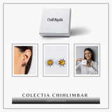 Cercei Soare din argint 925 cu chihlimbar - Lumina si bucurie in fiecare zi