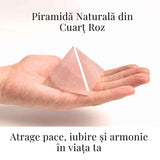 Piramida Cuart Roz Brut Lucrata Manual 5.5x5.5x3 cm - Armonie si Vindecare