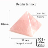 Piramida Cuart Roz Brut Lucrata Manual 5.5x5.5x3 cm - Armonie si Vindecare