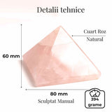 Piramida Cuart Roz Brut Lucrata Manual 5.5x5.5x3 cm - Armonie si Vindecare