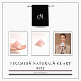 Piramida Cuart Roz Brut Lucrata Manual 5.5x5.5x3 cm - Armonie si Vindecare
