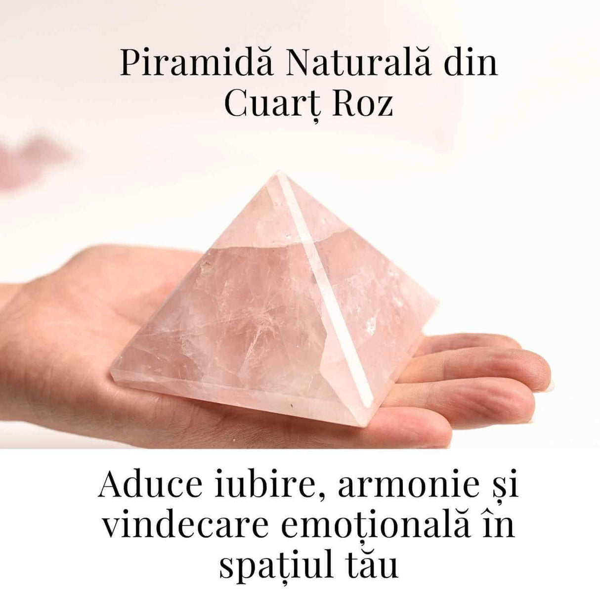 Piramida Cuart Roz Brut Lucrata Manual 5.5x5.5x3 cm - Armonie si Vindecare