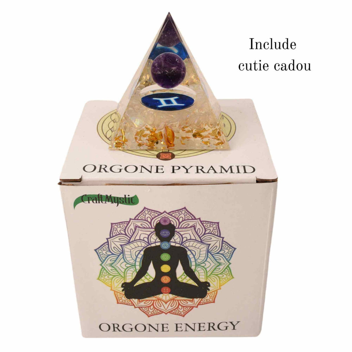 Piramida de Energie Orgonica 6 cm cu Cristale de Vindecare specifice Zodiei Berbec pentru Relaxare, Meditatie si Ornament