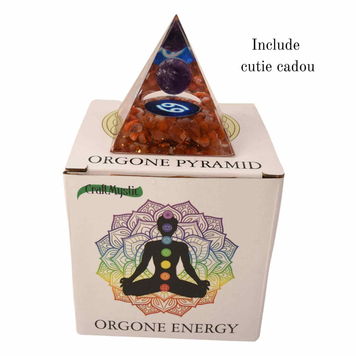 Piramida de Energie Orgonica 6 cm cu Cristale de Vindecare specifice Zodiei Berbec pentru Relaxare, Meditatie si Ornament