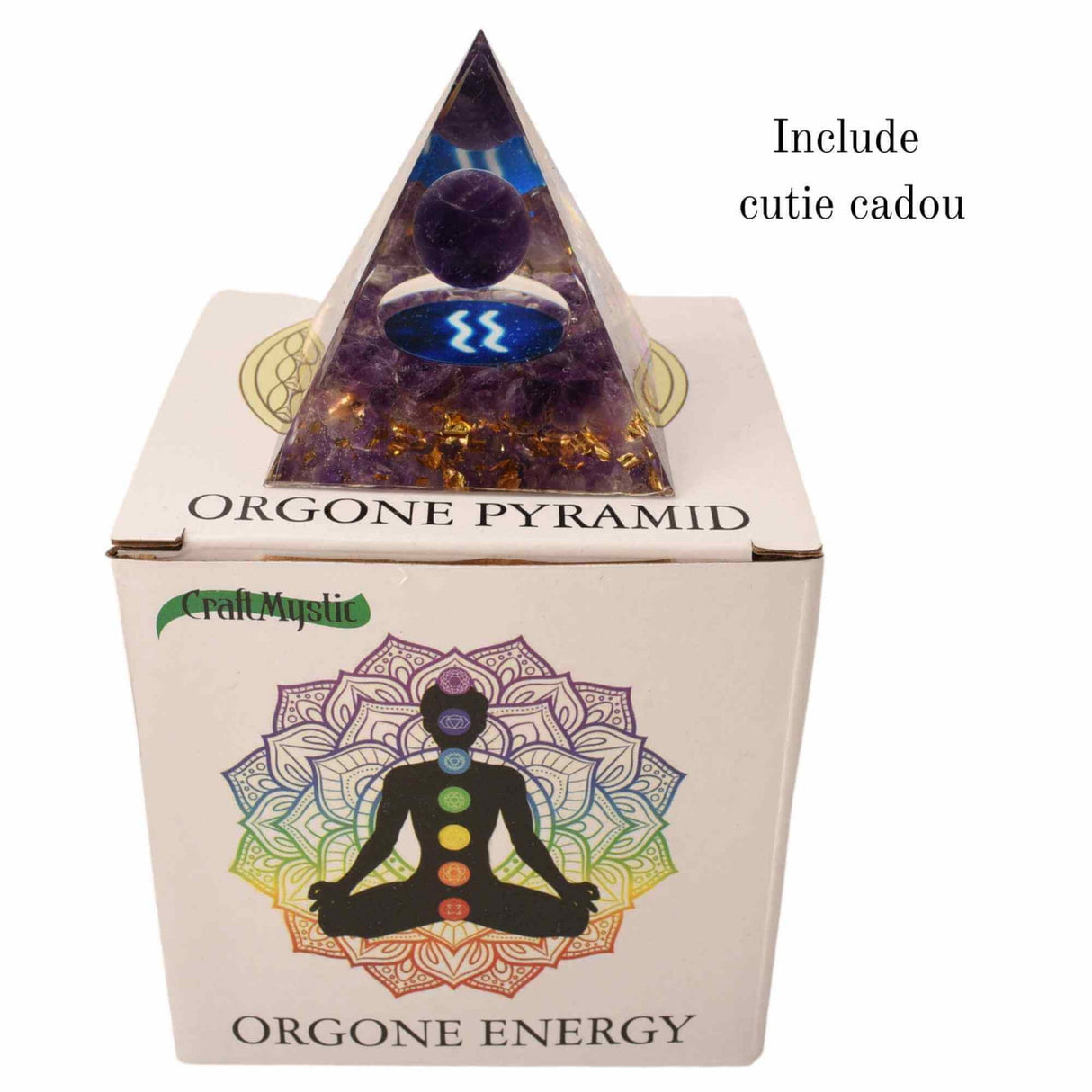 Piramida de Energie Orgonica 6 cm cu Cristale de Vindecare specifice Zodiei Berbec pentru Relaxare, Meditatie si Ornament