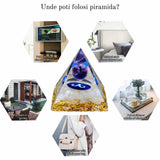 Piramida de Energie Orgonica 6 cm cu Cristale de Vindecare specifice Zodiei Berbec pentru Relaxare, Meditatie si Ornament
