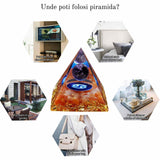 Piramida de Energie Orgonica 6 cm cu Cristale de Vindecare specifice Zodiei Berbec pentru Relaxare, Meditatie si Ornament