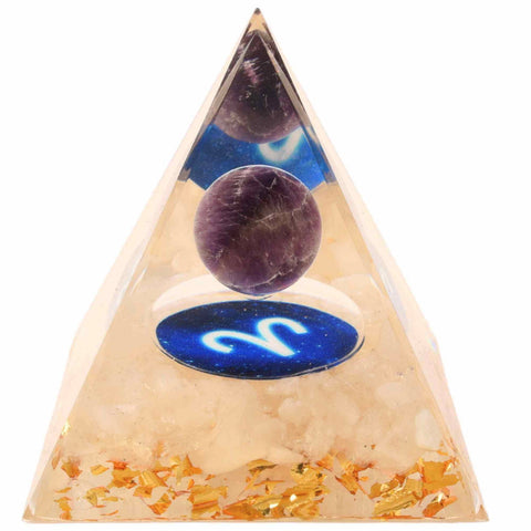 Orgone Energy Pyramid 6 cm with Healing Crystals specific to Aries Zodiac Sign for Relaxation, Meditation and Ornament
