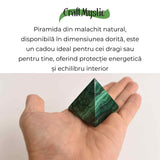 Piramida Malachit natural H 5 - 5.3 cm Latime 4.4 - 5.3 cm 163-190 gr - Claritate Mentala si Focus