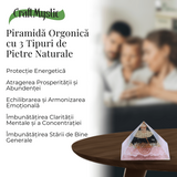 Piramida orgonica cu Turmalina neagra, Citrin, Cuart roz - Protectie si Armonie