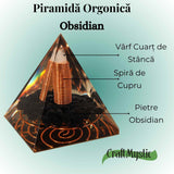 Piramida Orgonic Obsidian 60mm - Protectie, Claritate si Transformare Interioara