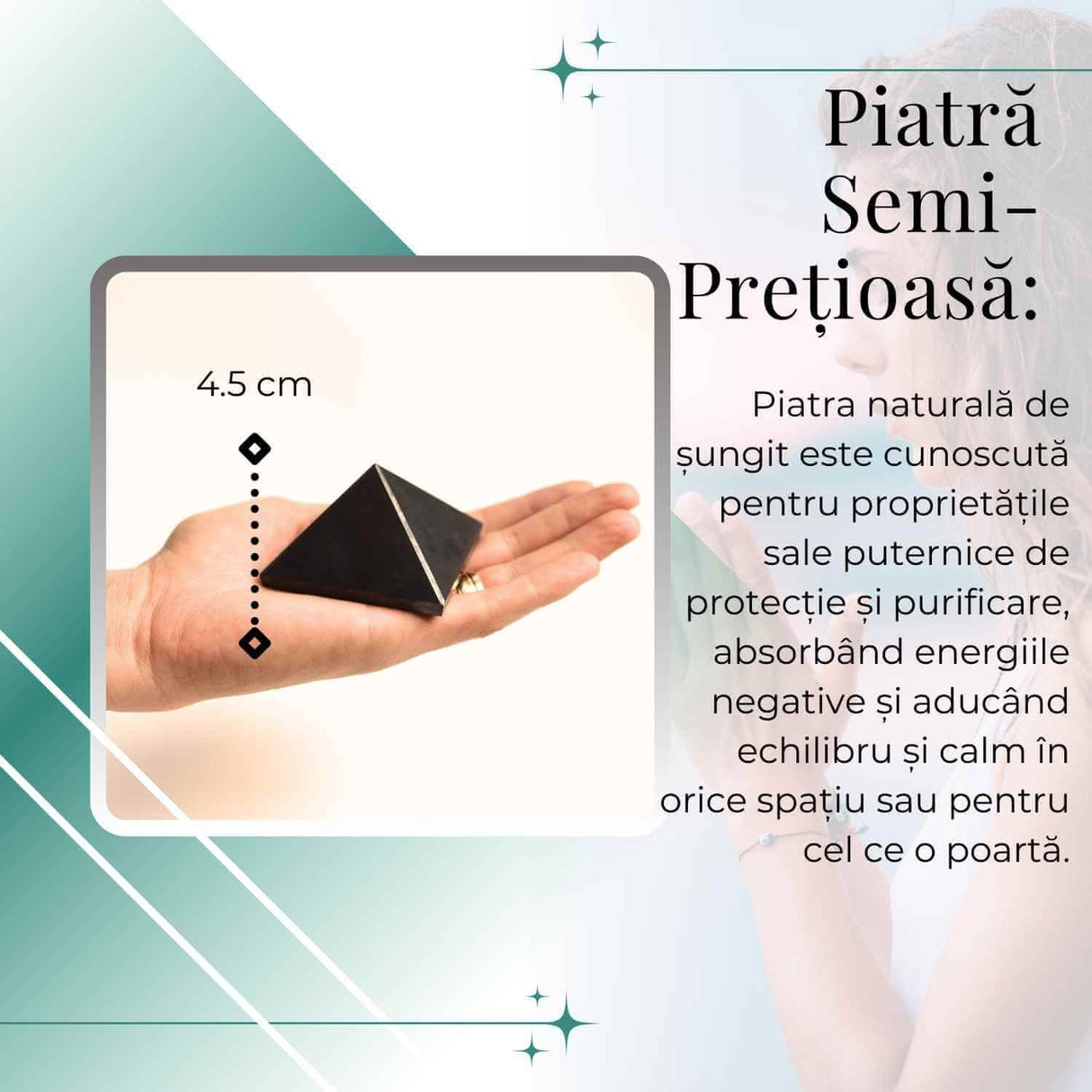 Piramida Sculptata Manual 6x6x5 cm din Shungit Natural