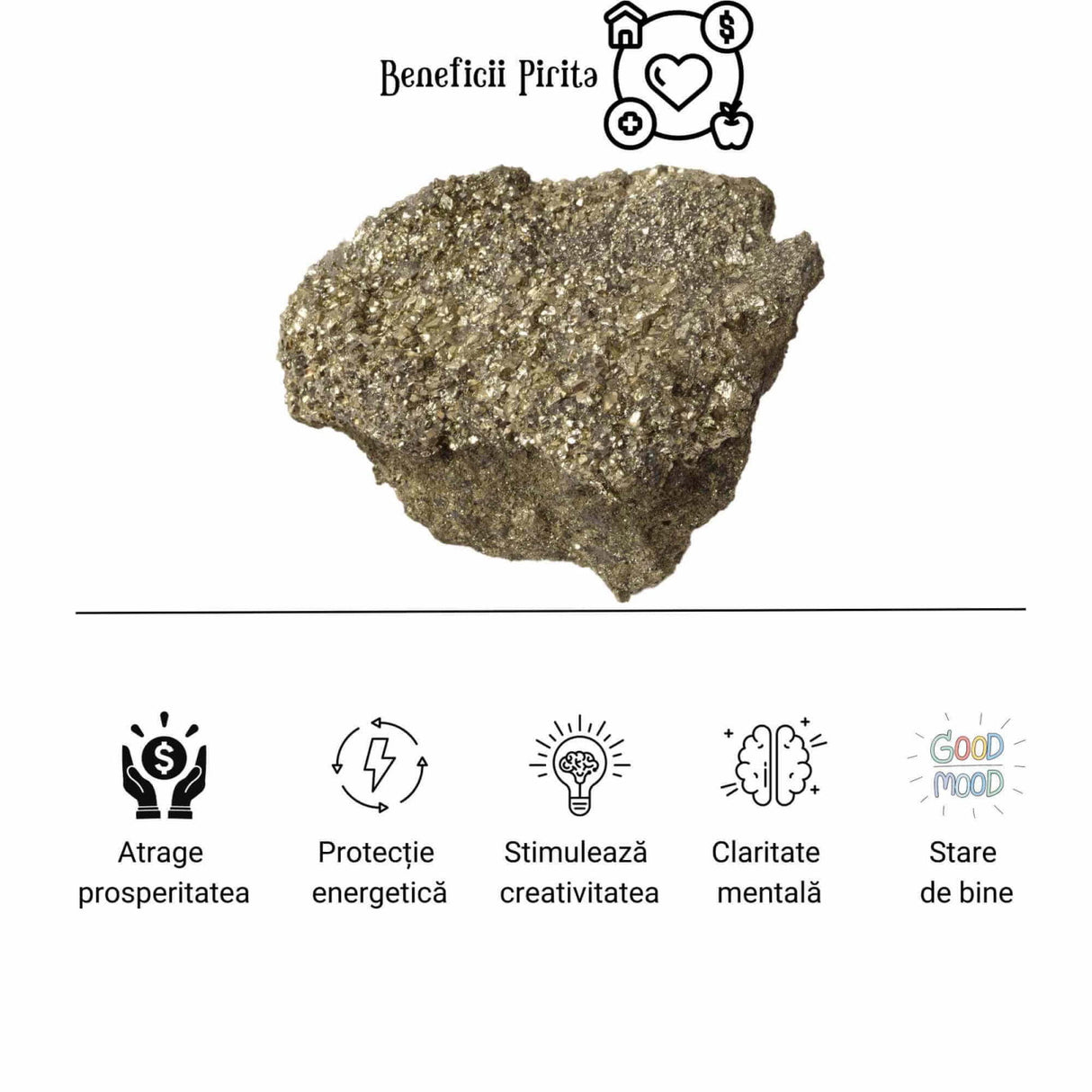 Piatra Naturala din Pirita Bruta 9-10 cm