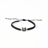 Protectie si Noroc - Bratara cu Charm Pisica din Scoica Naturala, Neagra