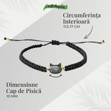 Protectie si Noroc - Bratara cu Charm Pisica din Scoica Naturala, Neagra