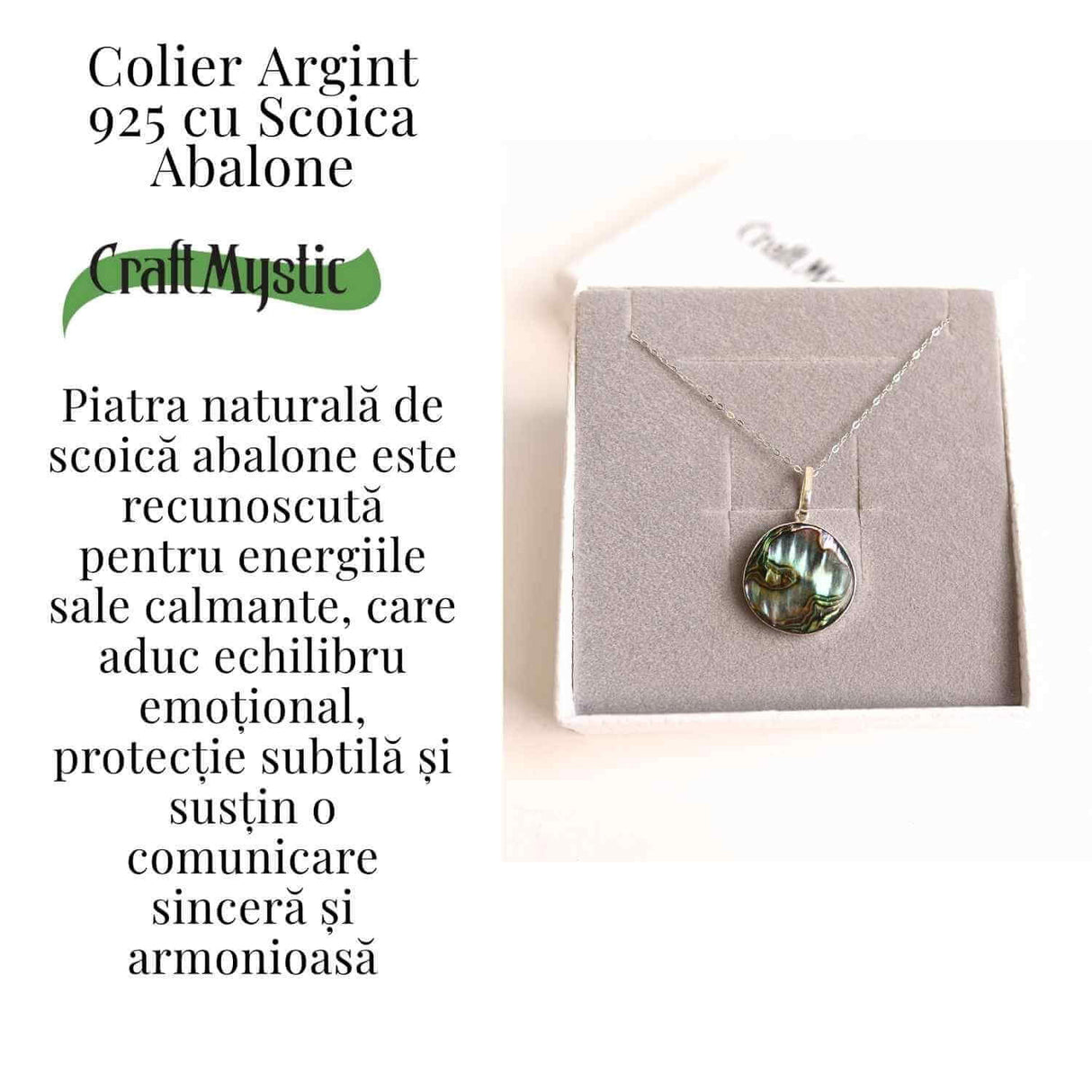Armonie Interioara si Energie Oceanica - Colier Rotund cu Scoica Abalone si Argint 925