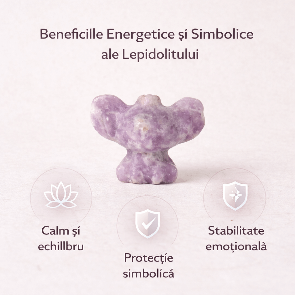 Figurina din Lepidolit - o prezenta blanda pentru liniste interioara
