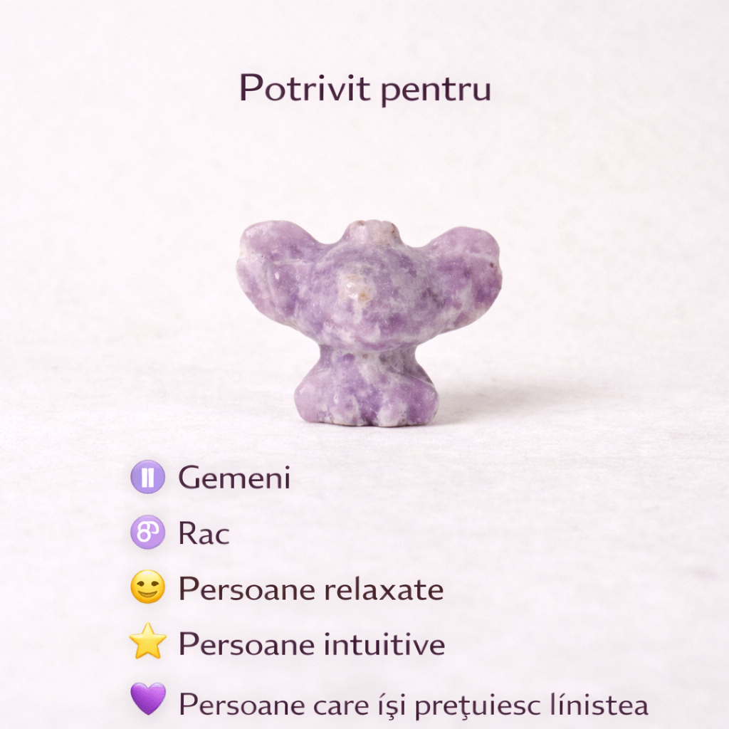 Figurina din Lepidolit - o prezenta blanda pentru liniste interioara