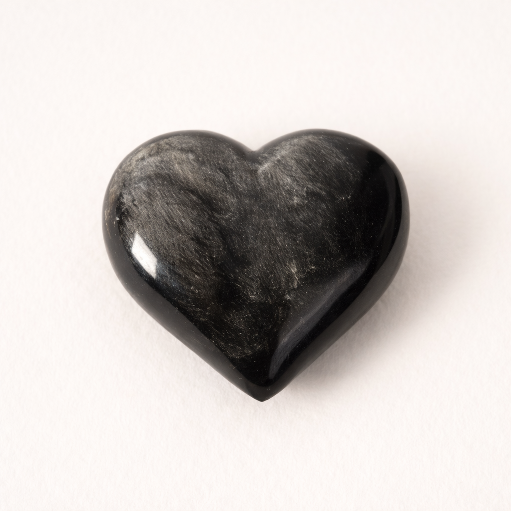 Inima din Obsidian Argintiu Mexic – Protectie si claritate interioara