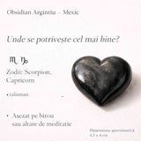Inima din Obsidian Argintiu Mexic – Protectie si claritate interioara