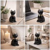 Pisicuta Feng Shui din Obsidian Negru Mexican cu insertii de pietre naturale – editie limitata