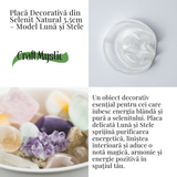Placa Decorativa din Selenit Natural 5.5cm - Model Luna si Stele pentru Armonie si Claritate Energetica